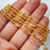 Yellow Topaz Rosary Chain, Yellow Stone Rondelle Beads Chain, Gold Plated Chain, Jewelry Making Chain – SELLING BY FOOT